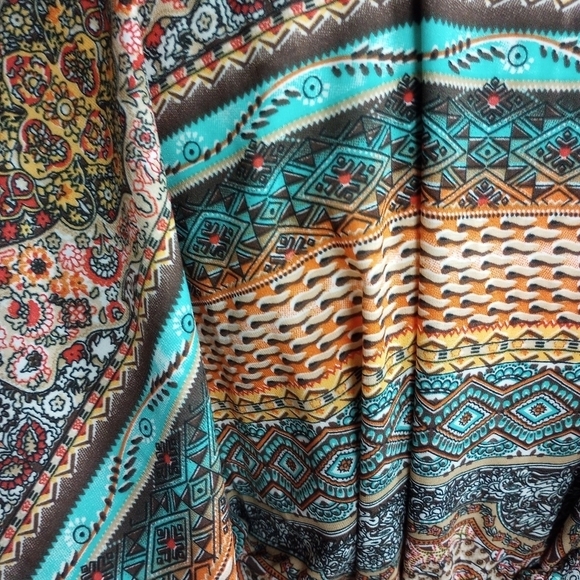 Fashion Fuse Kimono Kaftan Coverup Top Boho Print Tie Waist, Size Medium - Picture 7 of 12